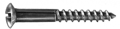 Шуруп чугунной рамы Ø  8 x 80 мм, никелированный, полукруглая головка, прямой шлиц
