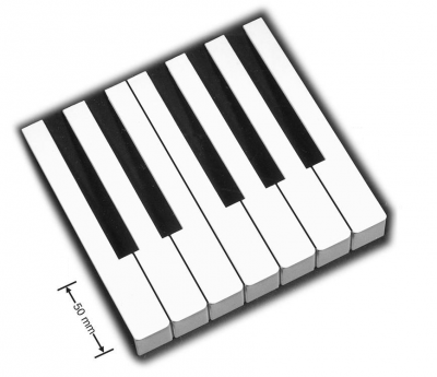 Белые накладки клавиш, пластик, передняя часть 50 мм, С ТОРЦОМ