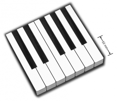 Белые накладки клавиш, пластик, передняя часть 52 мм, С ТОРЦОМ