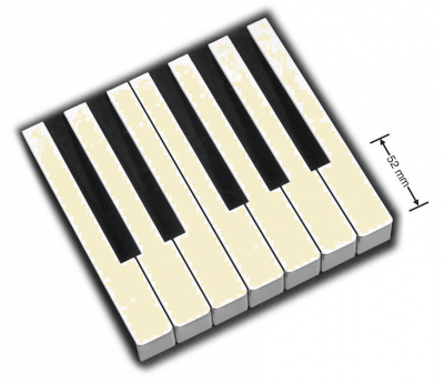 Кремовые накладки клавиш, пластик, передняя часть 52 мм, С ТОРЦОМ